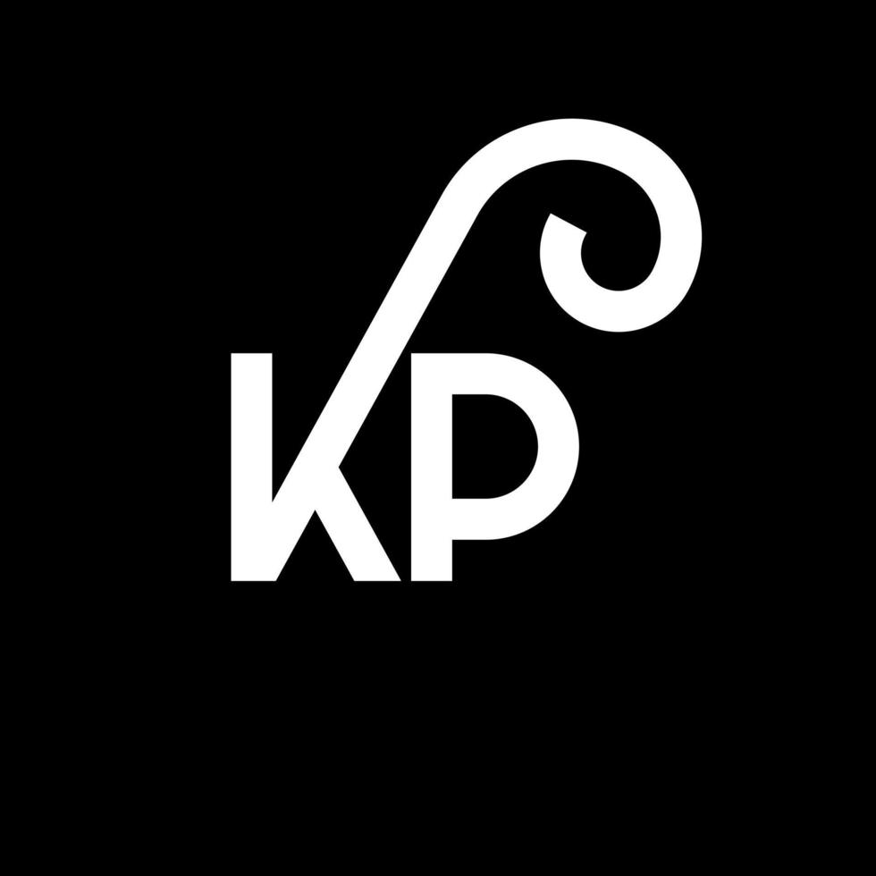 diseño de logotipo de letra kp sobre fondo negro. concepto de logotipo de letra de iniciales creativas kp. diseño de letras kp. kp diseño de letras blancas sobre fondo negro. kp, logotipo de kp vector