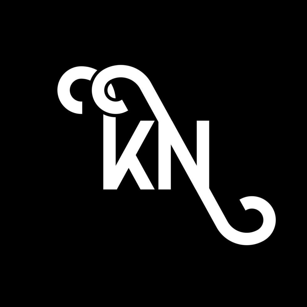 diseño de logotipo de letra kn sobre fondo negro. concepto de logotipo de letra de iniciales creativas kn. diseño de letras kn. kn diseño de letras blancas sobre fondo negro. kn, logotipo de kn vector