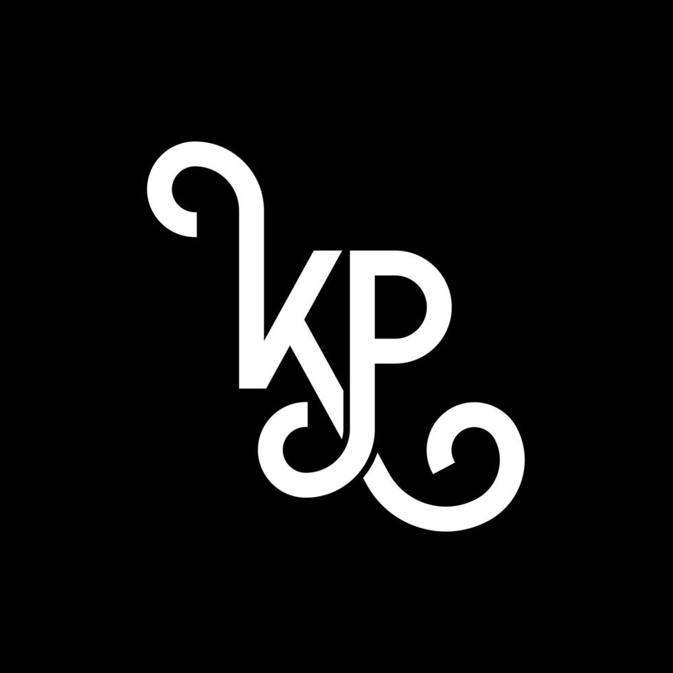 diseño de logotipo de letra kp sobre fondo negro. concepto de logotipo de letra de iniciales creativas kp. diseño de letras kp. kp diseño de letras blancas sobre fondo negro. kp, logotipo de kp vector