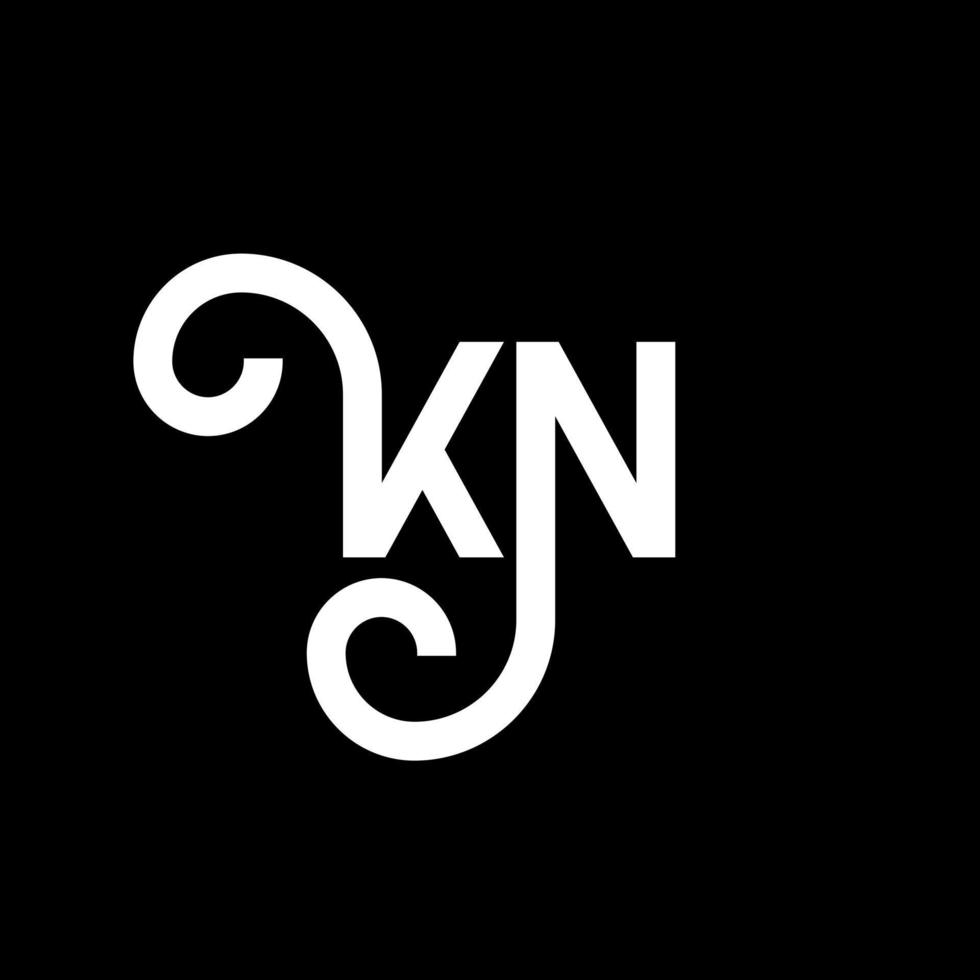 diseño de logotipo de letra kn sobre fondo negro. concepto de logotipo de letra de iniciales creativas kn. diseño de letras kn. kn diseño de letras blancas sobre fondo negro. kn, logotipo de kn vector