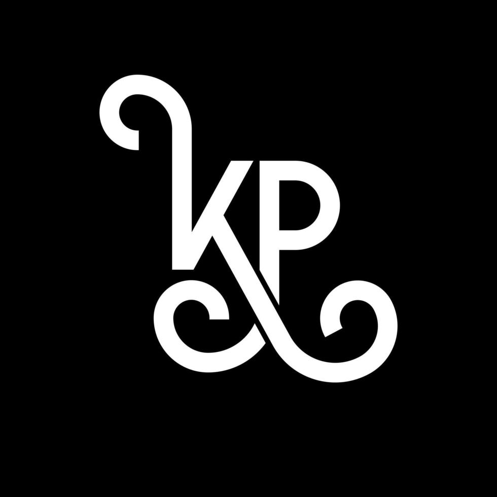 diseño de logotipo de letra kp sobre fondo negro. concepto de logotipo de letra de iniciales creativas kp. diseño de letras kp. kp diseño de letras blancas sobre fondo negro. kp, logotipo de kp vector