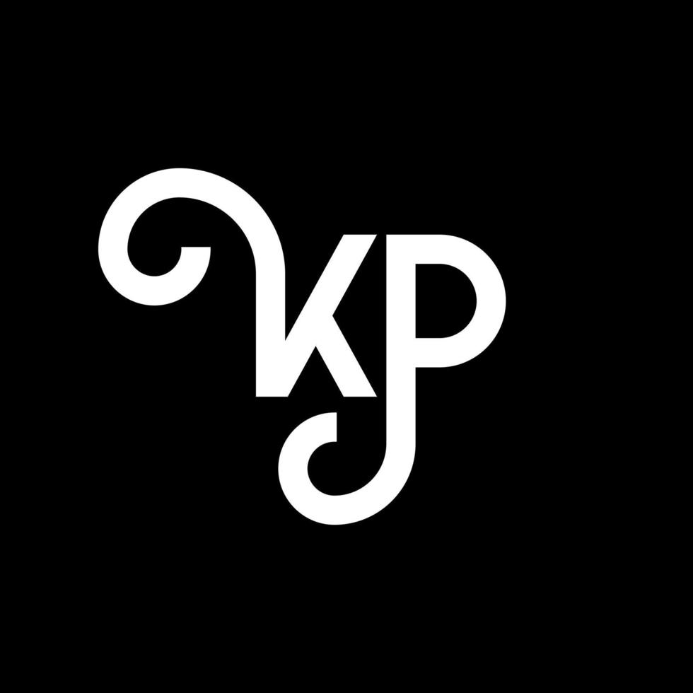 diseño de logotipo de letra kp sobre fondo negro. concepto de logotipo de letra de iniciales creativas kp. diseño de letras kp. kp diseño de letras blancas sobre fondo negro. kp, logotipo de kp vector