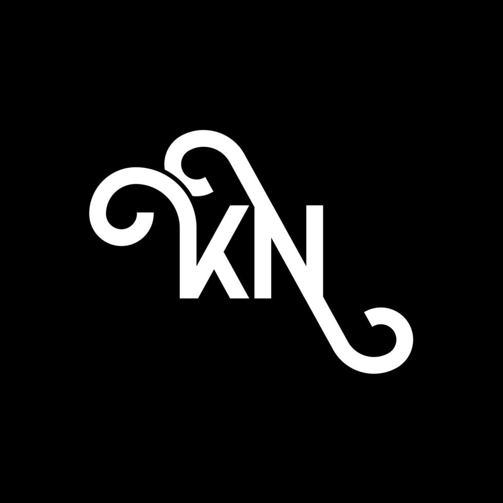 diseño de logotipo de letra kn sobre fondo negro. concepto de logotipo de letra de iniciales creativas kn. diseño de letras kn. kn diseño de letras blancas sobre fondo negro. kn, logotipo de kn vector