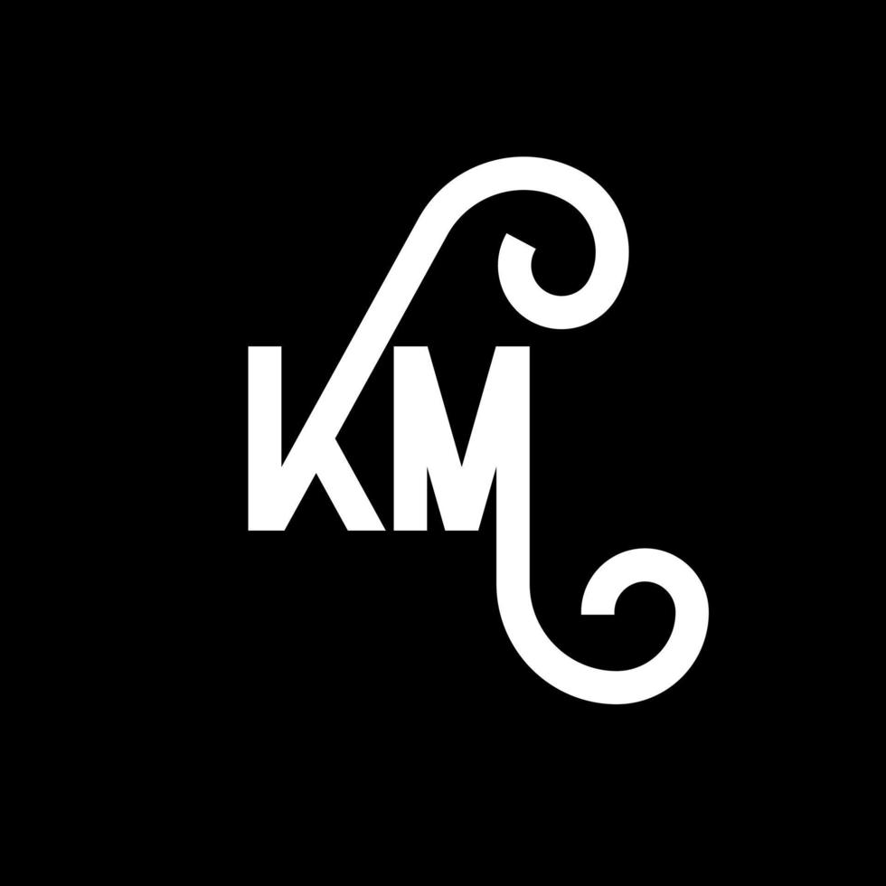 KM letter logo design on black background. KM creative initials letter logo concept. km letter design. KM white letter design on black background. K M, k m logo vector