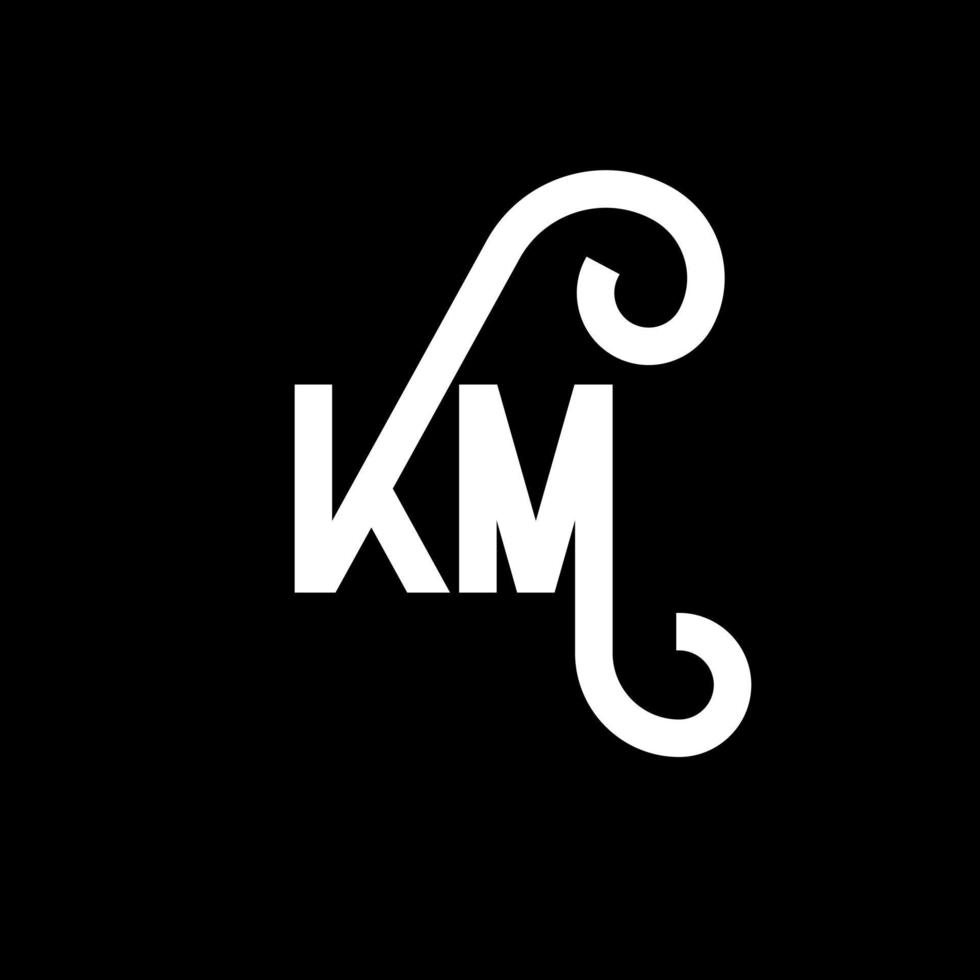 KM letter logo design on black background. KM creative initials letter logo concept. km letter design. KM white letter design on black background. K M, k m logo vector