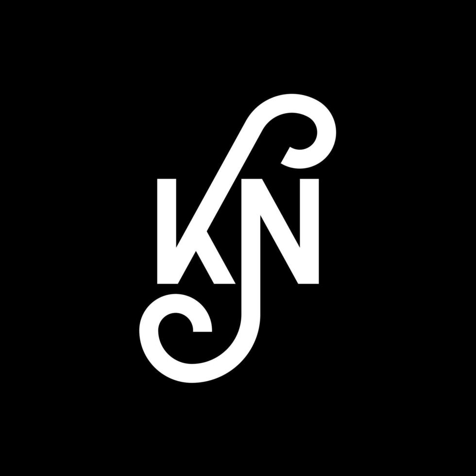 diseño de logotipo de letra kn sobre fondo negro. concepto de logotipo de letra de iniciales creativas kn. diseño de letras kn. kn diseño de letras blancas sobre fondo negro. kn, logotipo de kn vector