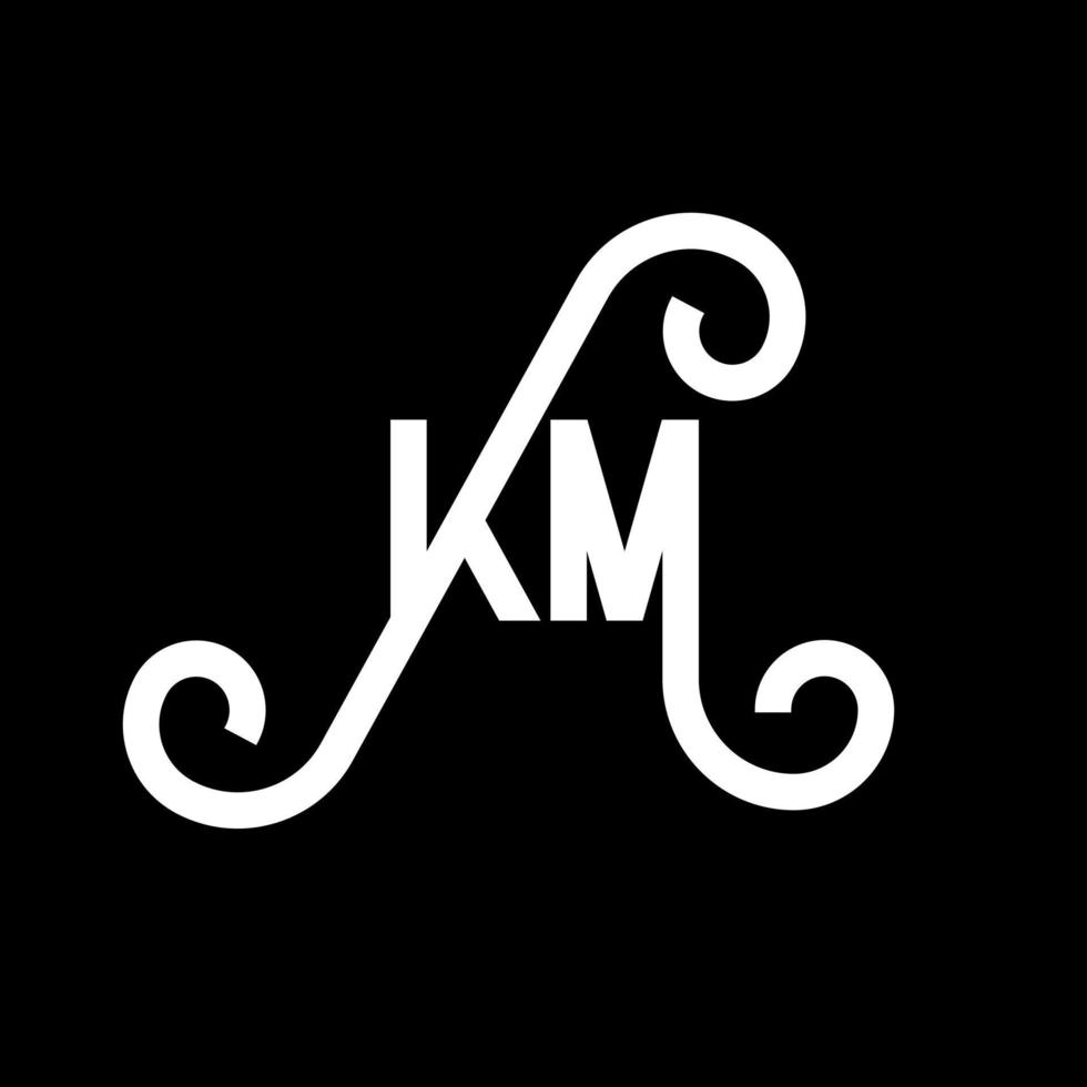 diseño de logotipo de letra km sobre fondo negro. concepto de logotipo de letra de iniciales creativas km. diseño de letras km. km diseño de letras blancas sobre fondo negro. km, logotipo de km vector