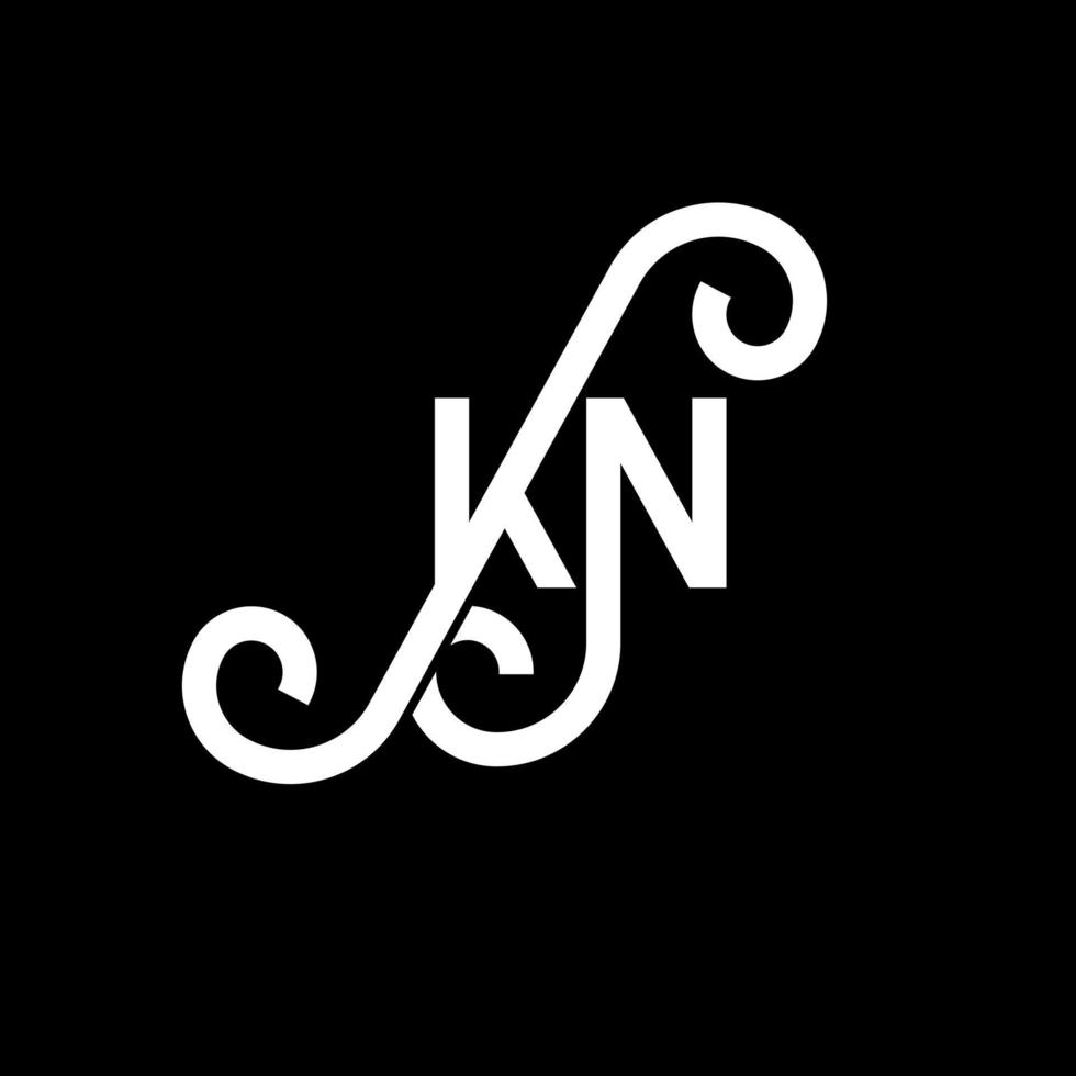 diseño de logotipo de letra kn sobre fondo negro. concepto de logotipo de letra de iniciales creativas kn. diseño de letras kn. kn diseño de letras blancas sobre fondo negro. kn, logotipo de kn vector