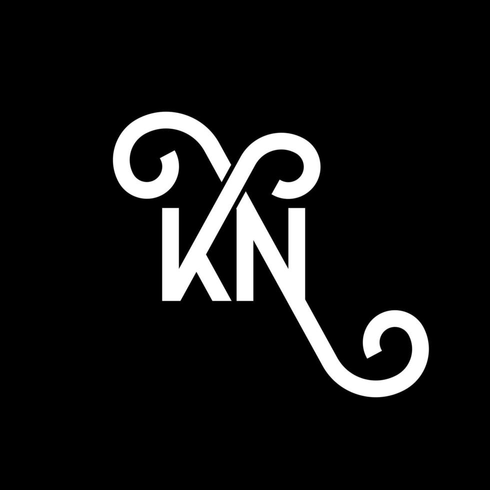 diseño de logotipo de letra kn sobre fondo negro. concepto de logotipo de letra de iniciales creativas kn. diseño de letras kn. kn diseño de letras blancas sobre fondo negro. kn, logotipo de kn vector