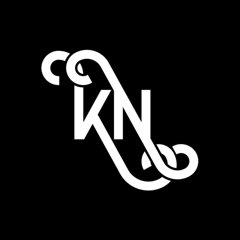 diseño de logotipo de letra kn sobre fondo negro. concepto de logotipo de letra de iniciales creativas kn. diseño de letras kn. kn diseño de letras blancas sobre fondo negro. kn, logotipo de kn vector