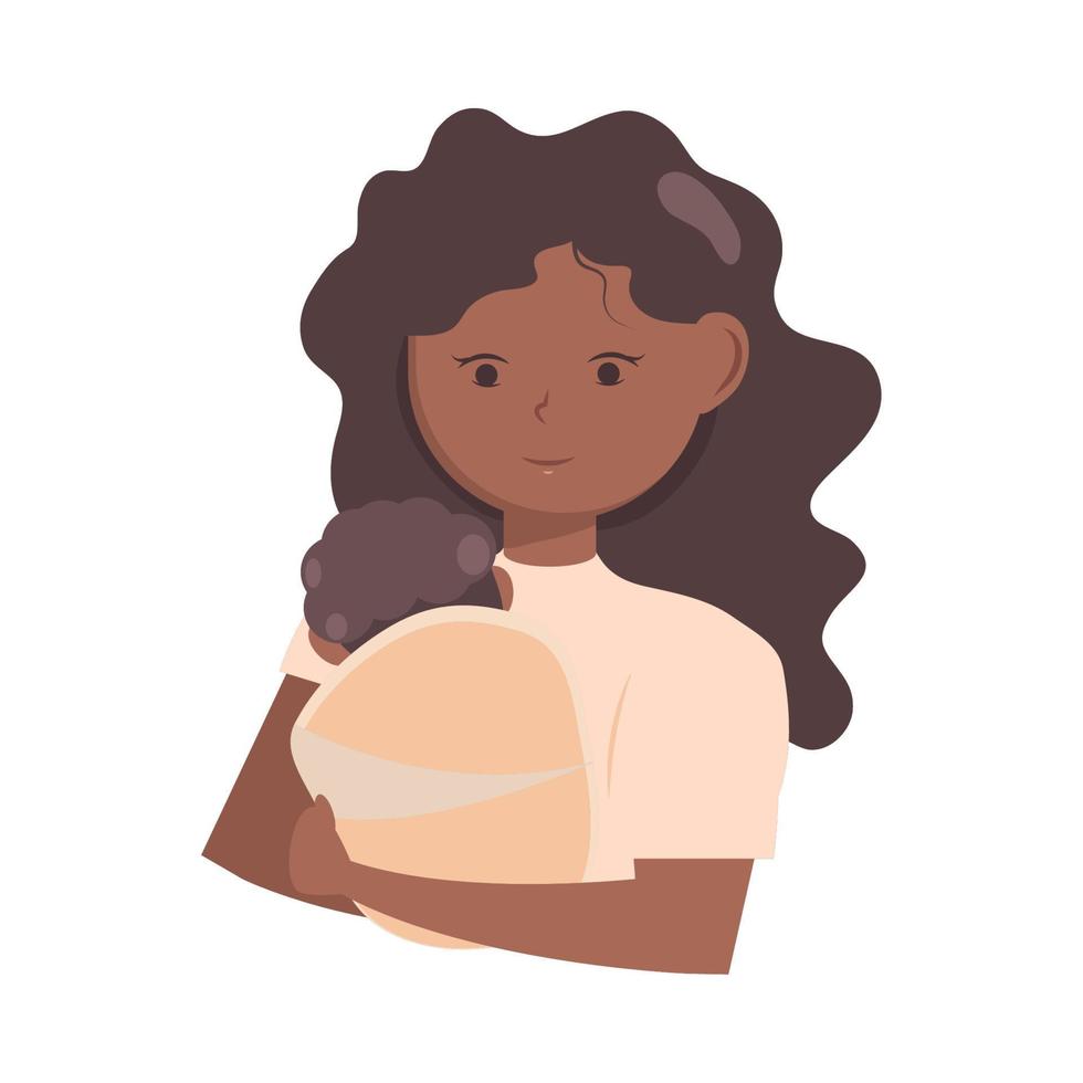 afro mother and baby vector
