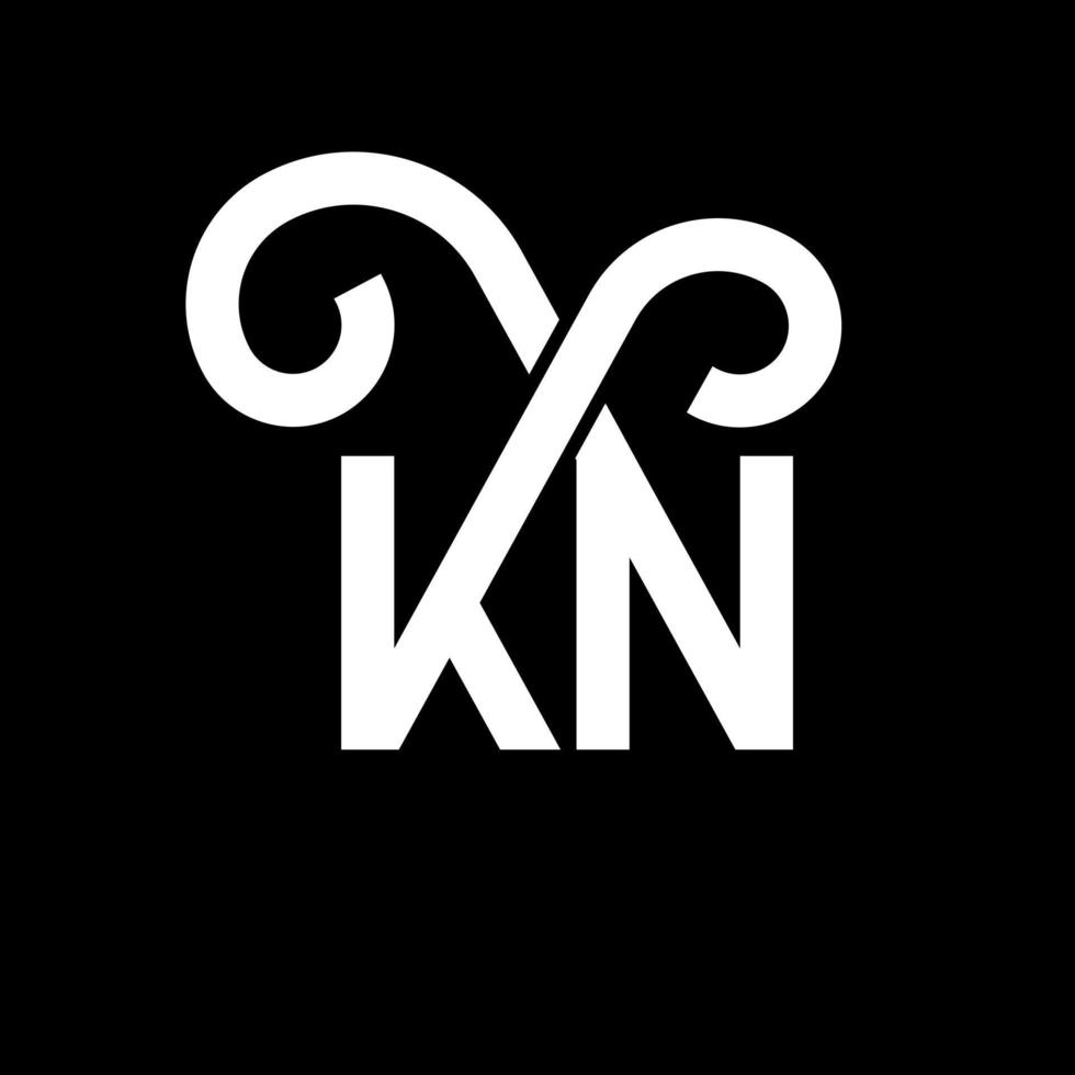 diseño de logotipo de letra kn sobre fondo negro. concepto de logotipo de letra de iniciales creativas kn. diseño de letras kn. kn diseño de letras blancas sobre fondo negro. kn, logotipo de kn vector