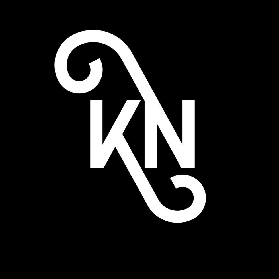 KN letter logo design on black background. KN creative initials letter logo concept. kn letter design. KN white letter design on black background. K N, k n logo vector