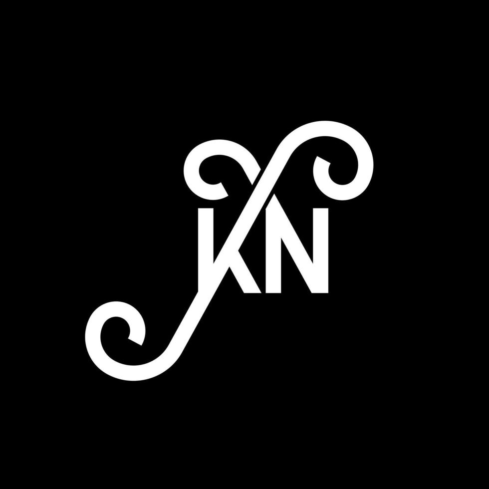 diseño de logotipo de letra kn sobre fondo negro. concepto de logotipo de letra de iniciales creativas kn. diseño de letras kn. kn diseño de letras blancas sobre fondo negro. kn, logotipo de kn vector