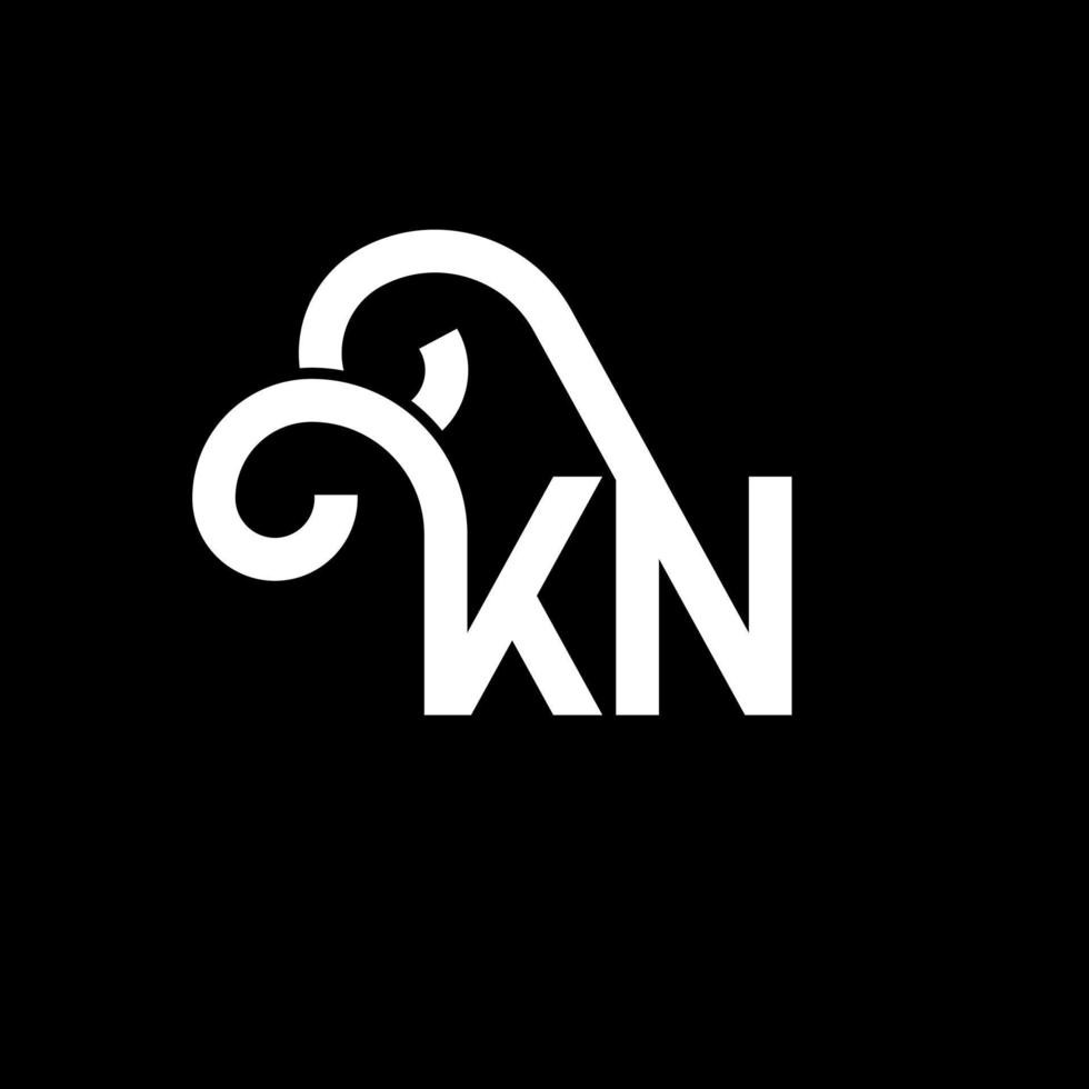 diseño de logotipo de letra kn sobre fondo negro. concepto de logotipo de letra de iniciales creativas kn. diseño de letras kn. kn diseño de letras blancas sobre fondo negro. kn, logotipo de kn vector