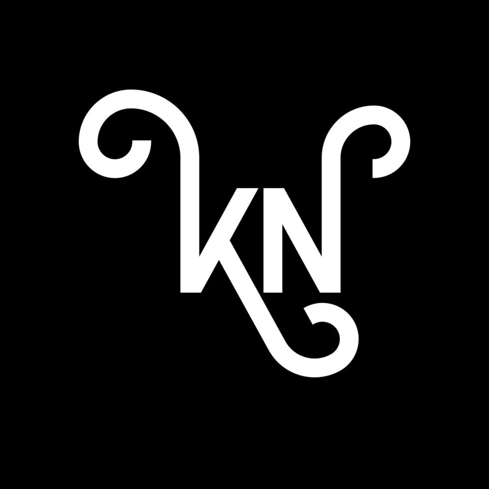 diseño de logotipo de letra kn sobre fondo negro. concepto de logotipo de letra de iniciales creativas kn. diseño de letras kn. kn diseño de letras blancas sobre fondo negro. kn, logotipo de kn vector