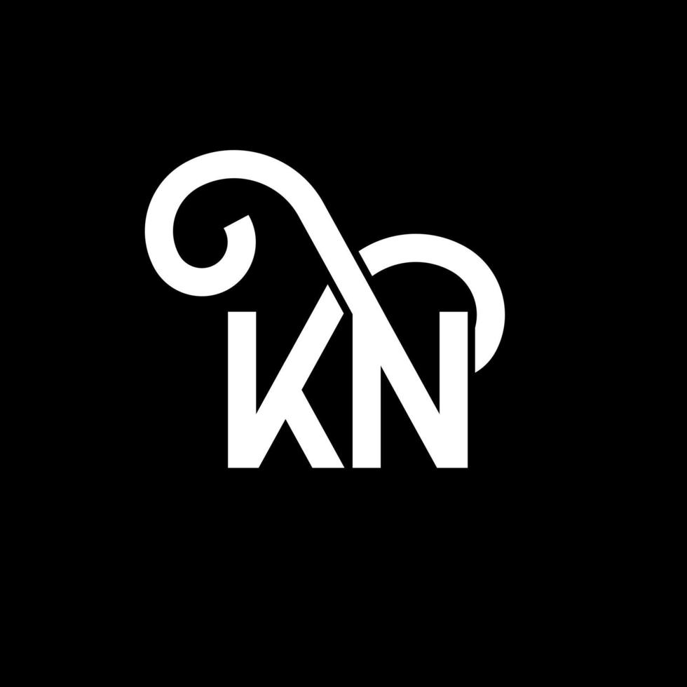 diseño de logotipo de letra kn sobre fondo negro. concepto de logotipo de letra de iniciales creativas kn. diseño de letras kn. kn diseño de letras blancas sobre fondo negro. kn, logotipo de kn vector