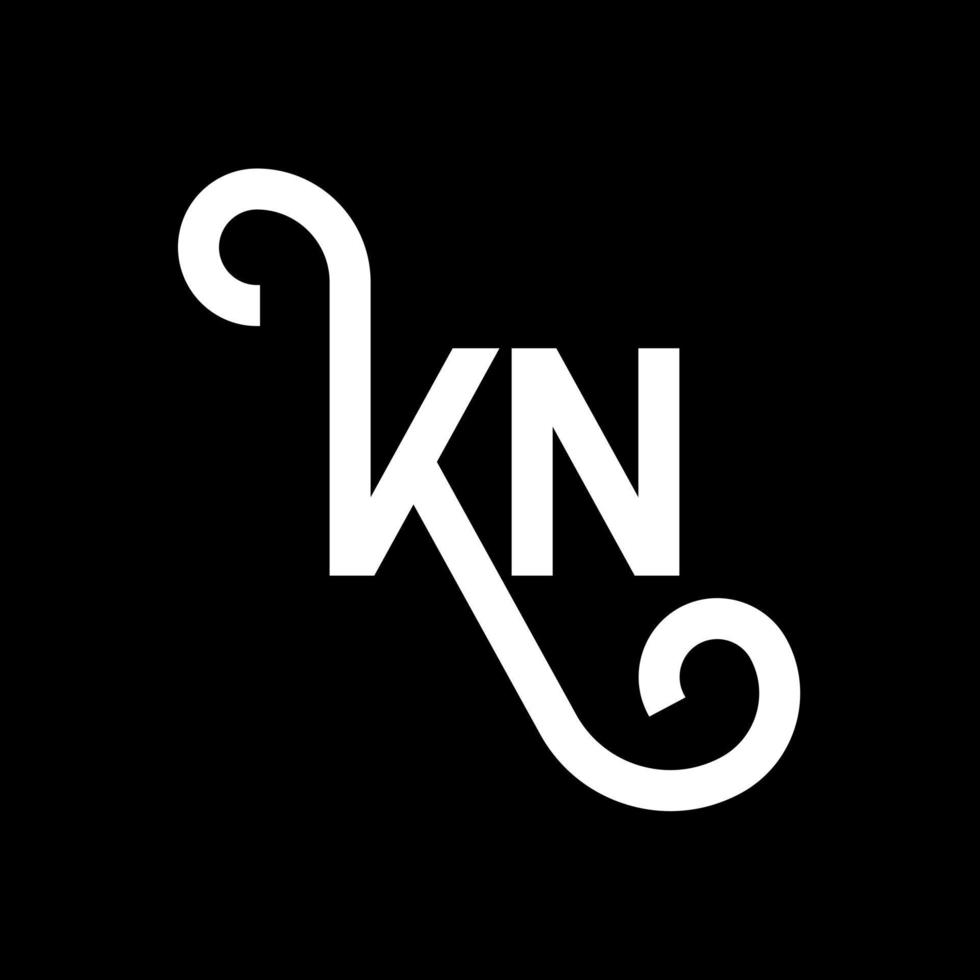 KN letter logo design on black background. KN creative initials letter logo concept. kn letter design. KN white letter design on black background. K N, k n logo vector