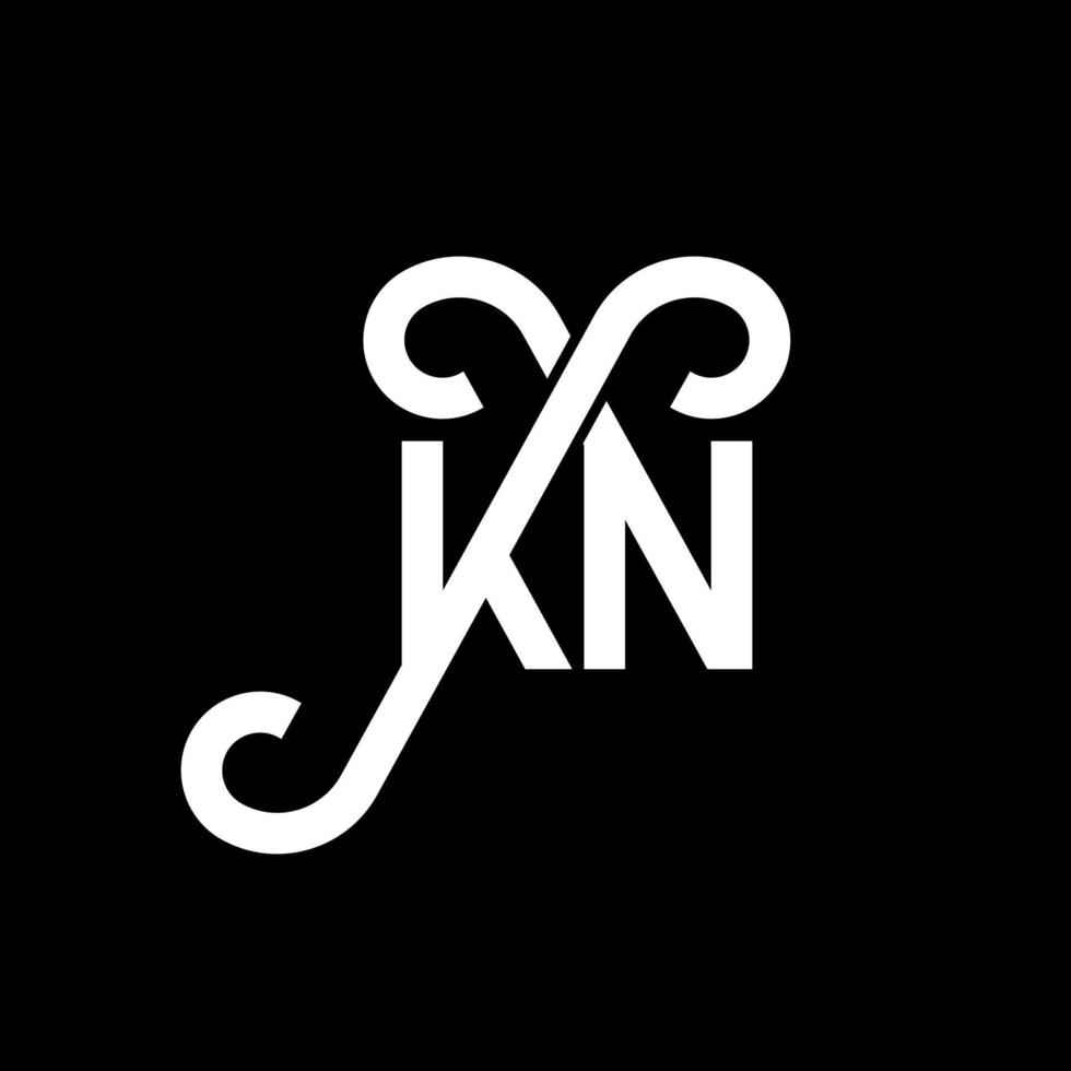 diseño de logotipo de letra kn sobre fondo negro. concepto de logotipo de letra de iniciales creativas kn. diseño de letras kn. kn diseño de letras blancas sobre fondo negro. kn, logotipo de kn vector