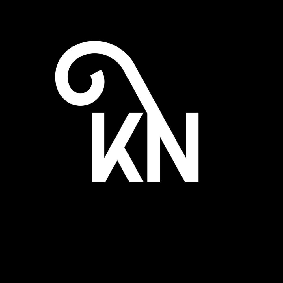 KN letter logo design on black background. KN creative initials letter logo concept. kn letter design. KN white letter design on black background. K N, k n logo vector