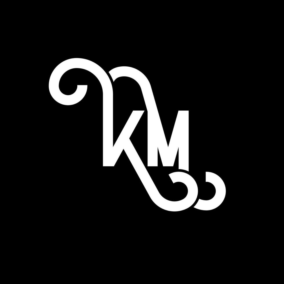 diseño de logotipo de letra km sobre fondo negro. concepto de logotipo de letra de iniciales creativas km. diseño de letras km. km diseño de letras blancas sobre fondo negro. km, logotipo de km vector