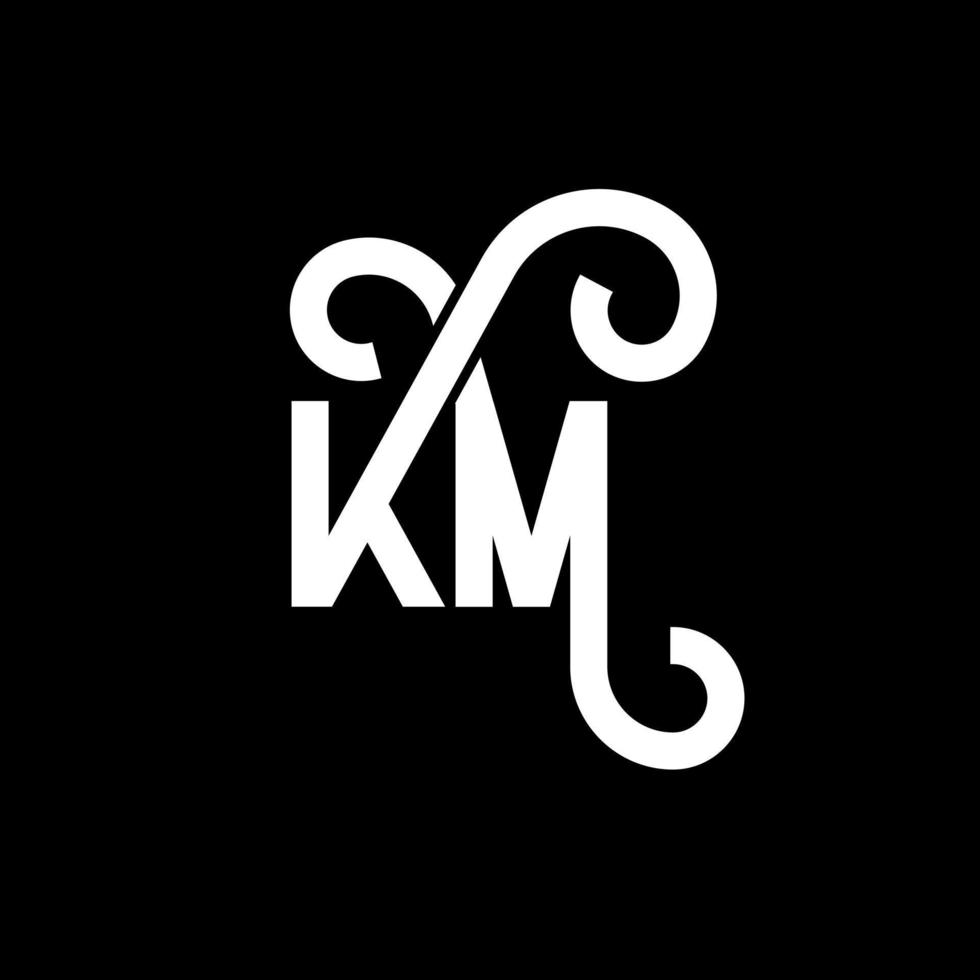 KM letter logo design on black background. KM creative initials letter logo concept. km letter design. KM white letter design on black background. K M, k m logo vector