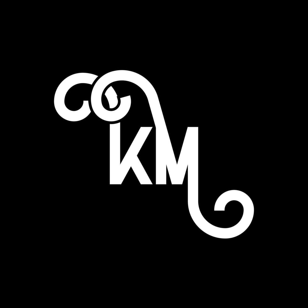 KM letter logo design on black background. KM creative initials letter logo concept. km letter design. KM white letter design on black background. K M, k m logo vector