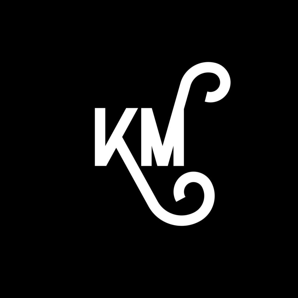 KM letter logo design on black background. KM creative initials letter logo concept. km letter design. KM white letter design on black background. K M, k m logo vector