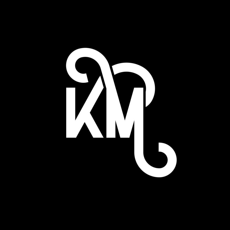 KM letter logo design on black background. KM creative initials letter logo concept. km letter design. KM white letter design on black background. K M, k m logo vector
