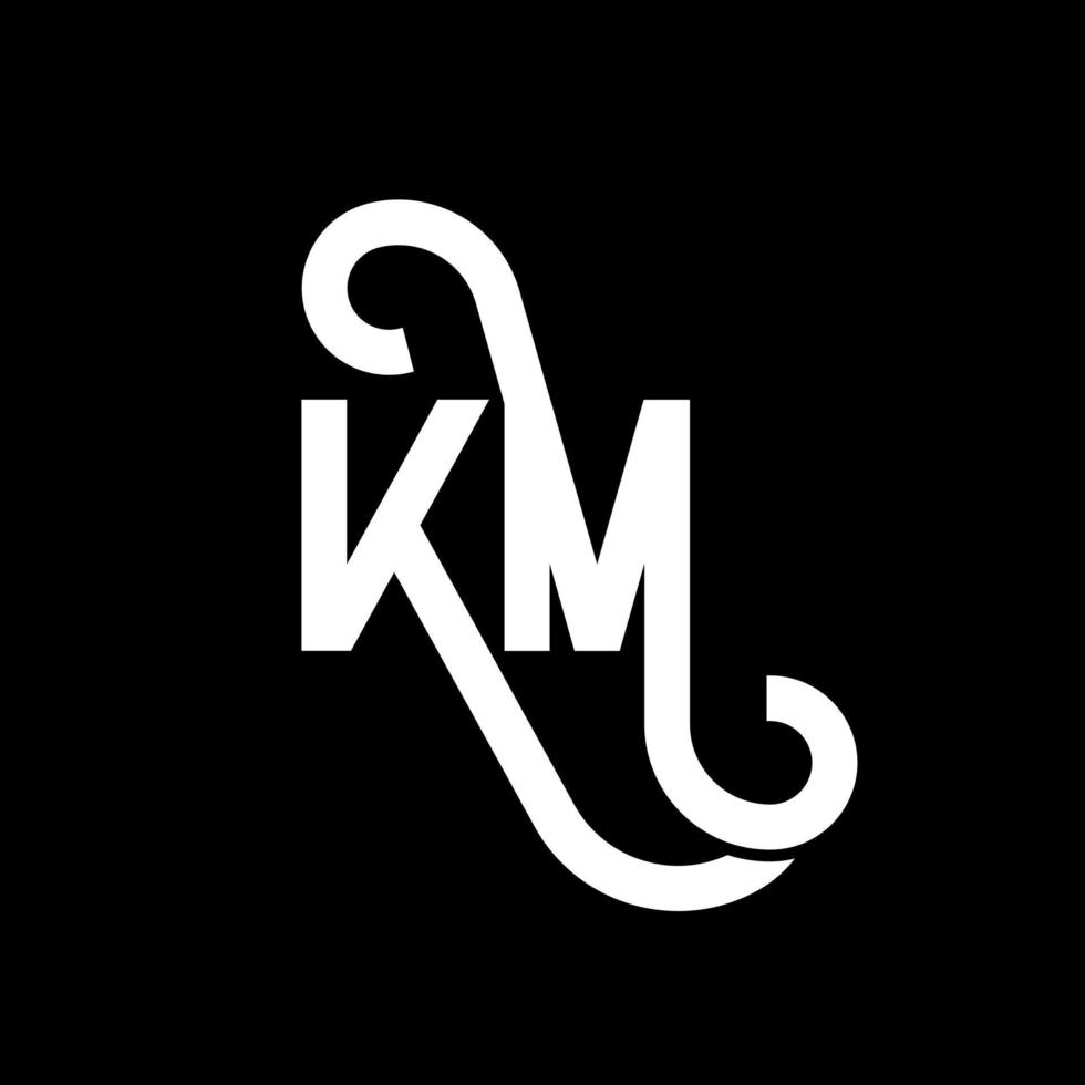KM letter logo design on black background. KM creative initials letter logo concept. km letter design. KM white letter design on black background. K M, k m logo vector