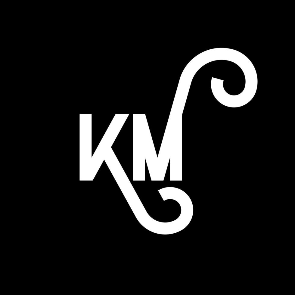 KM letter logo design on black background. KM creative initials letter logo concept. km letter design. KM white letter design on black background. K M, k m logo vector