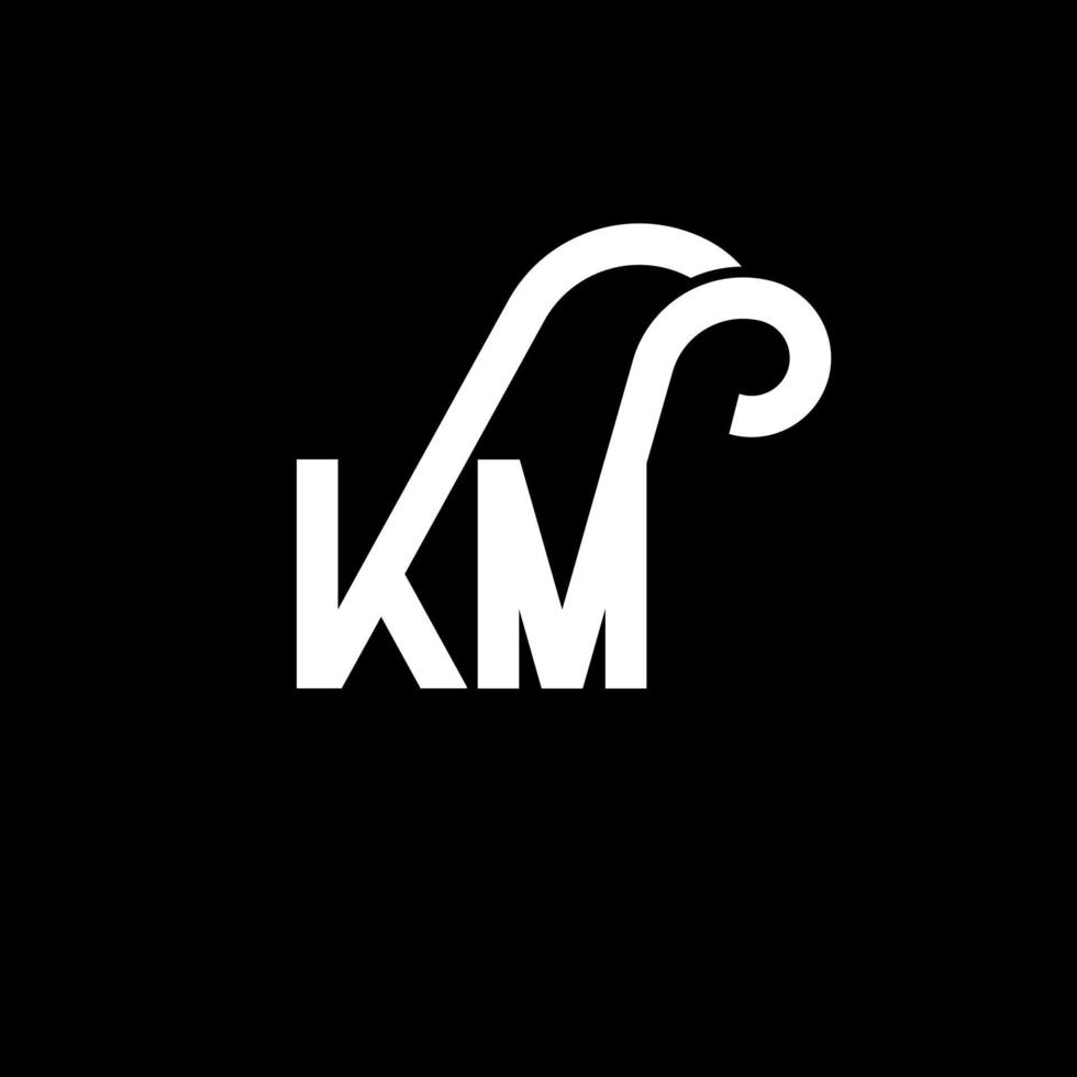 KM letter logo design on black background. KM creative initials letter logo concept. km letter design. KM white letter design on black background. K M, k m logo vector