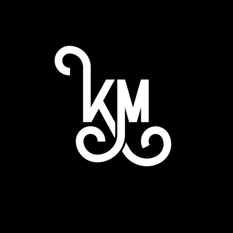 KM letter logo design on black background. KM creative initials letter logo concept. km letter design. KM white letter design on black background. K M, k m logo vector