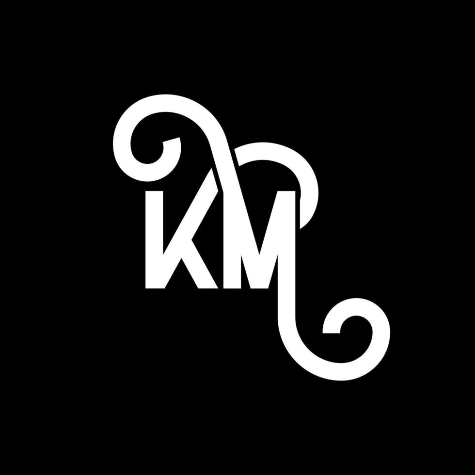 diseño de logotipo de letra km sobre fondo negro. concepto de logotipo de letra de iniciales creativas km. diseño de letras km. km diseño de letras blancas sobre fondo negro. km, logotipo de km vector