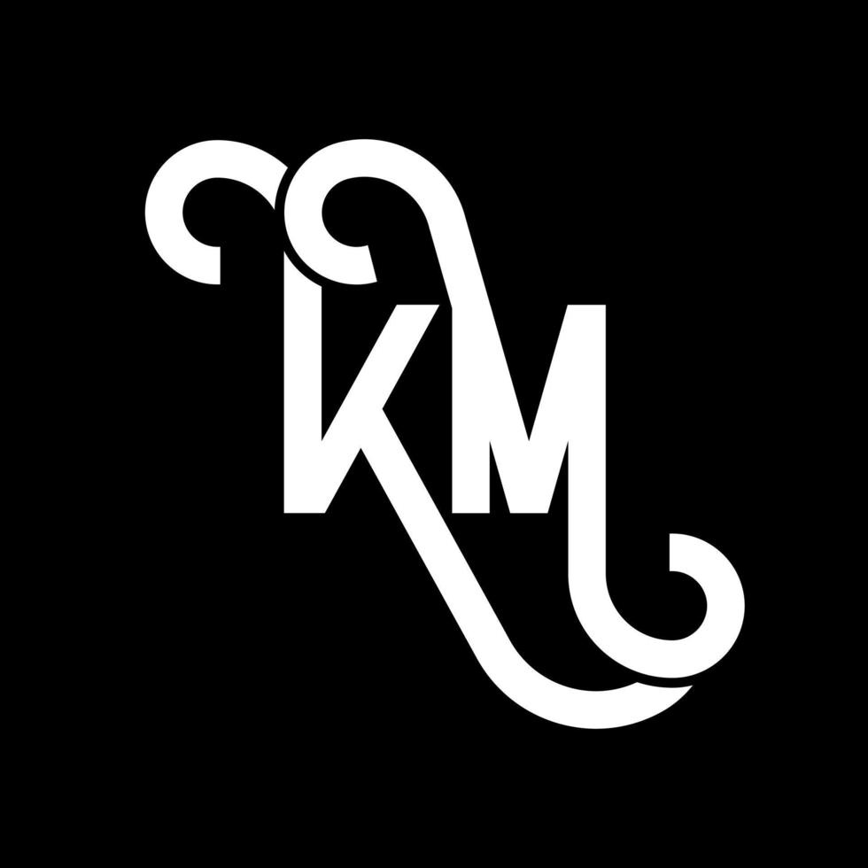 diseño de logotipo de letra km sobre fondo negro. concepto de logotipo de letra de iniciales creativas km. diseño de letras km. km diseño de letras blancas sobre fondo negro. km, logotipo de km vector