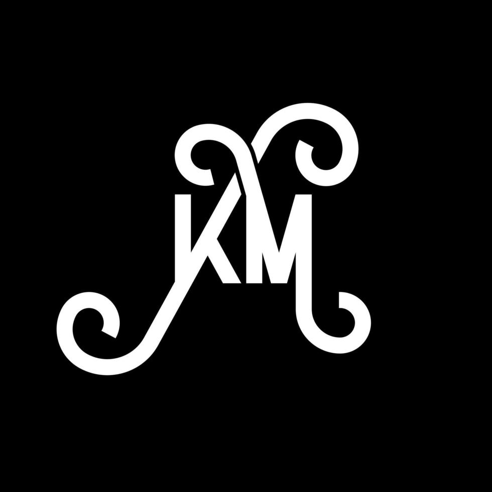 diseño de logotipo de letra km sobre fondo negro. concepto de logotipo de letra de iniciales creativas km. diseño de letras km. km diseño de letras blancas sobre fondo negro. km, logotipo de km vector