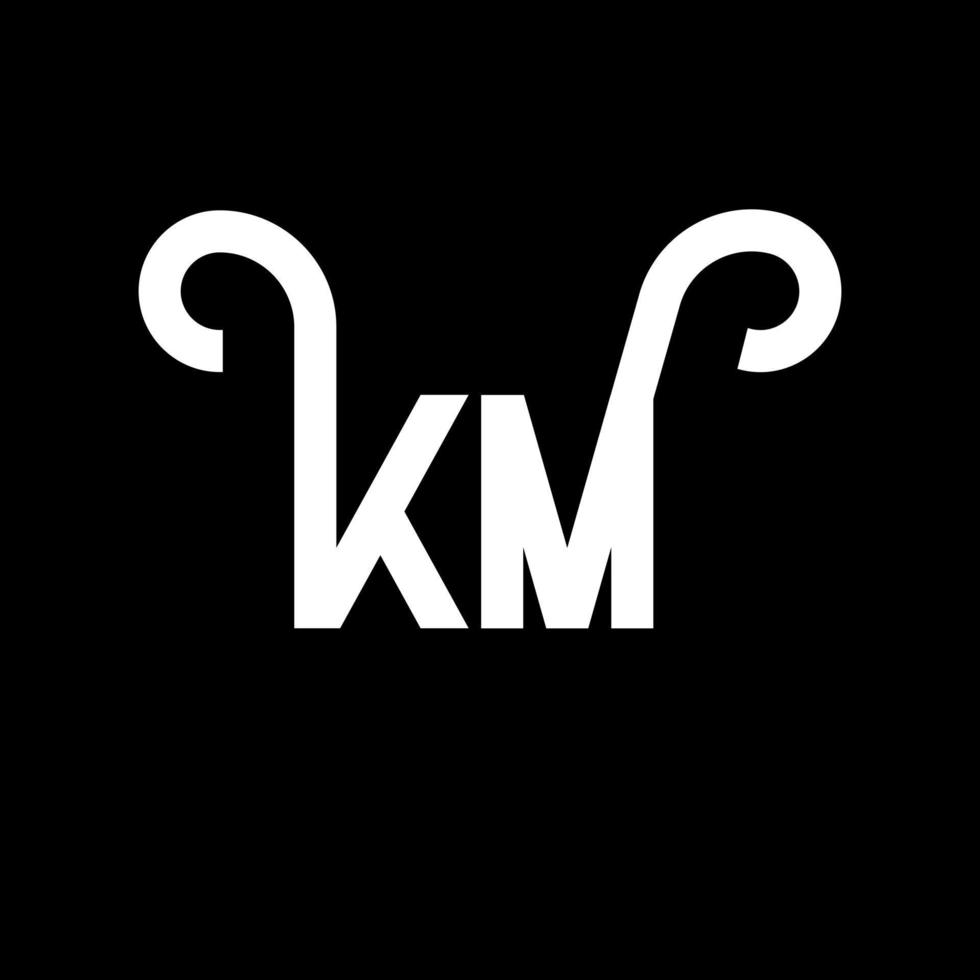 diseño de logotipo de letra km sobre fondo negro. concepto de logotipo de letra de iniciales creativas km. diseño de letras km. km diseño de letras blancas sobre fondo negro. km, logotipo de km vector