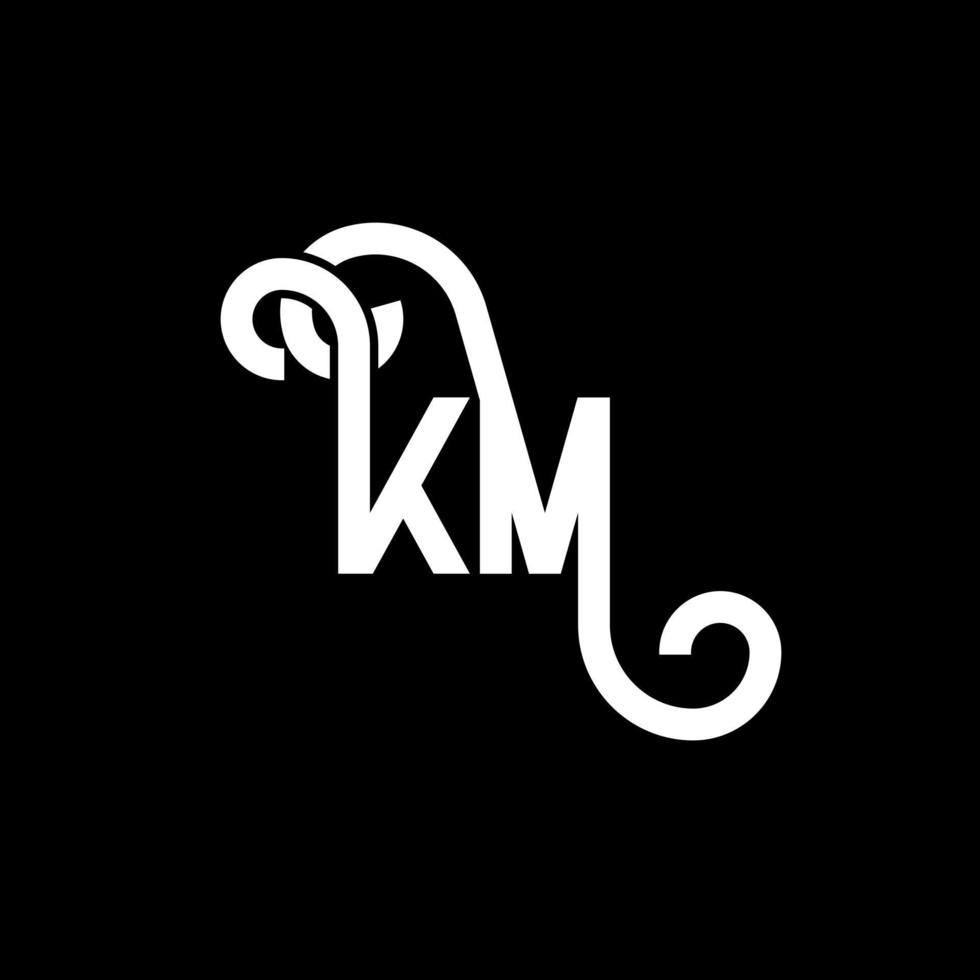 KM letter logo design on black background. KM creative initials letter logo concept. km letter design. KM white letter design on black background. K M, k m logo vector