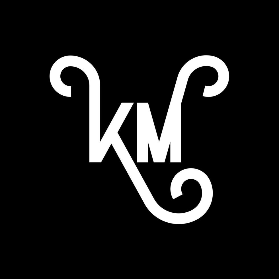 diseño de logotipo de letra km sobre fondo negro. concepto de logotipo de letra de iniciales creativas km. diseño de letras km. km diseño de letras blancas sobre fondo negro. km, logotipo de km vector