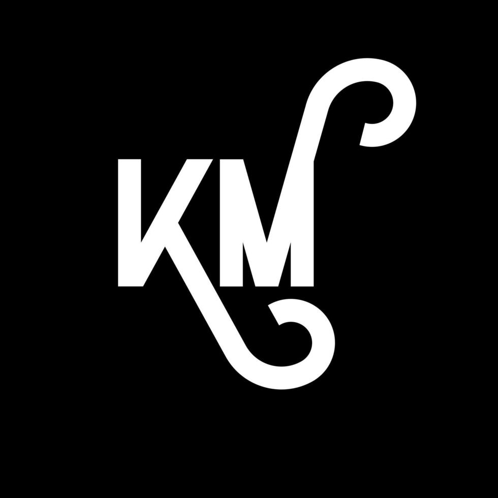 KM letter logo design on black background. KM creative initials letter logo concept. km letter design. KM white letter design on black background. K M, k m logo vector