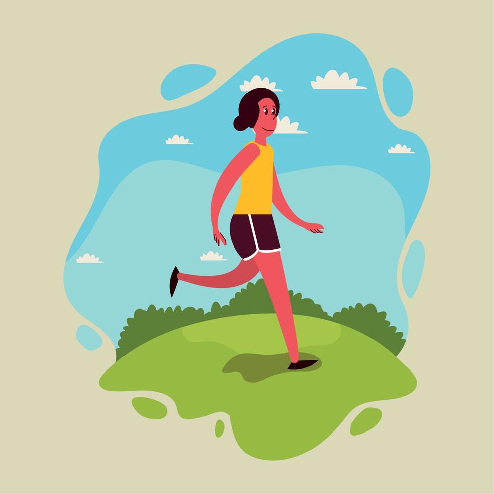 woman walking in the camp vector