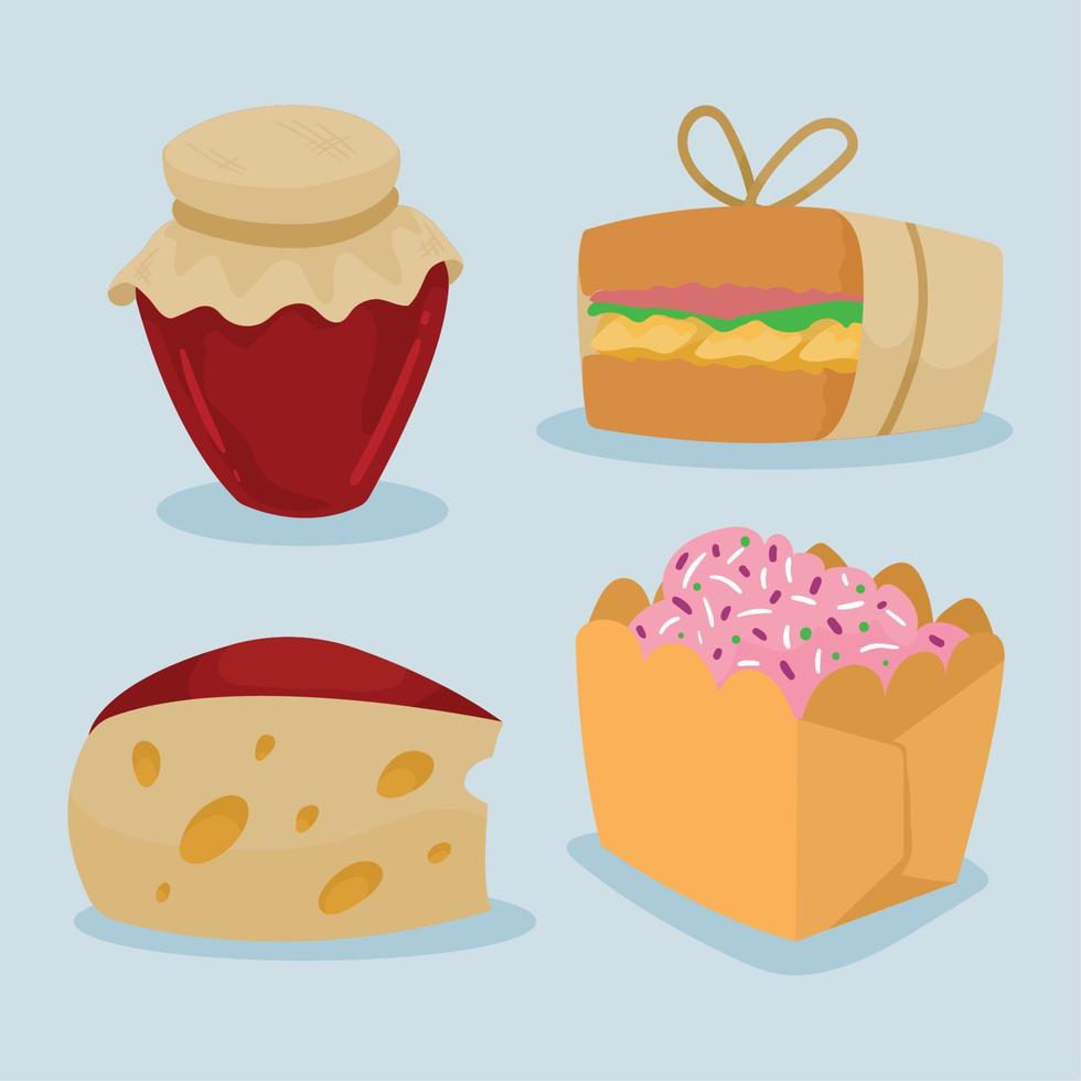 four picnic equipment icons vector