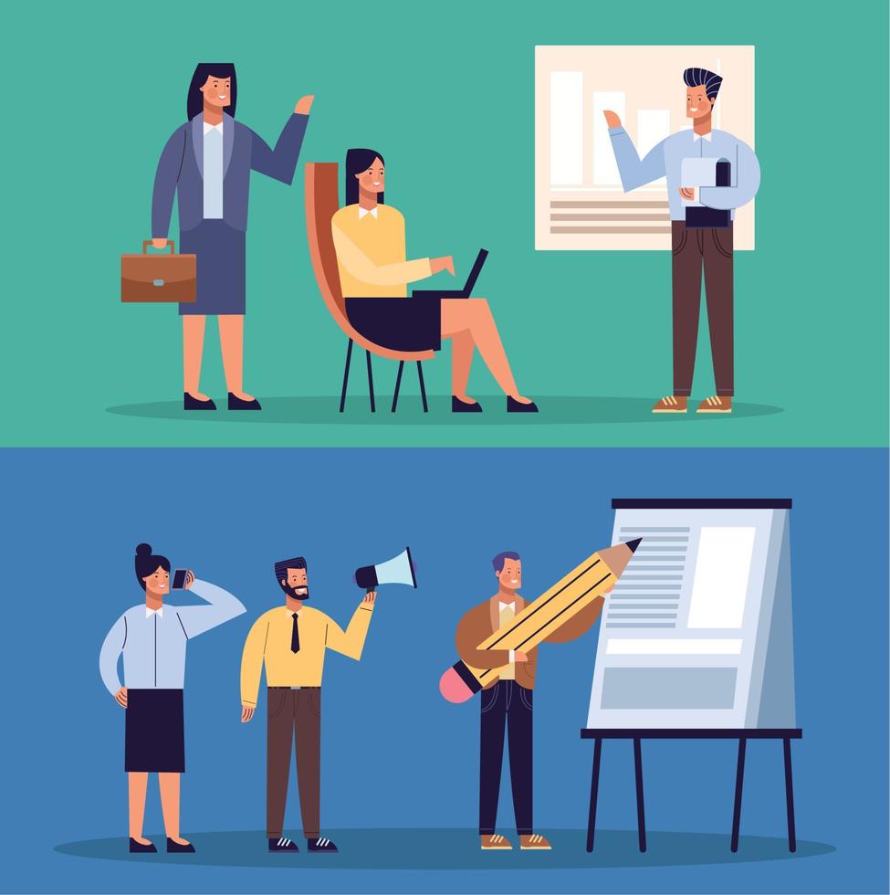 business persons six workers vector