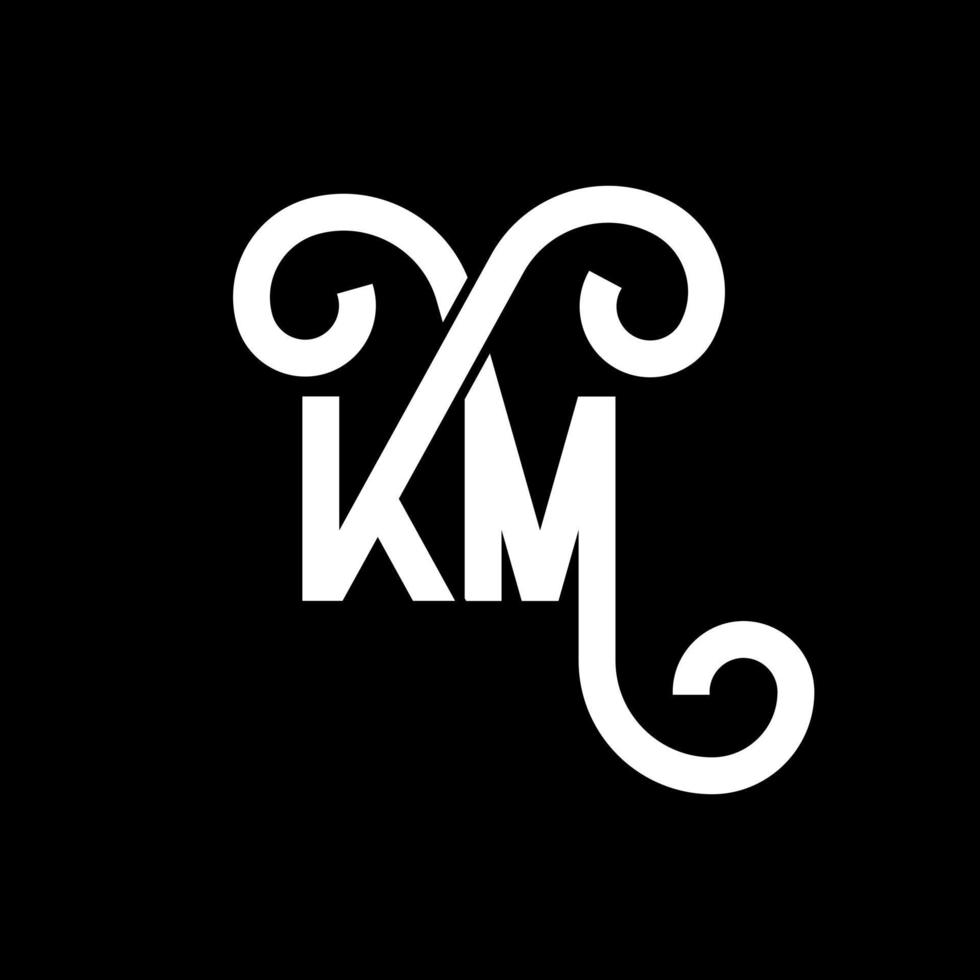 diseño de logotipo de letra km sobre fondo negro. concepto de logotipo de letra de iniciales creativas km. diseño de letras km. km diseño de letras blancas sobre fondo negro. km, logotipo de km vector