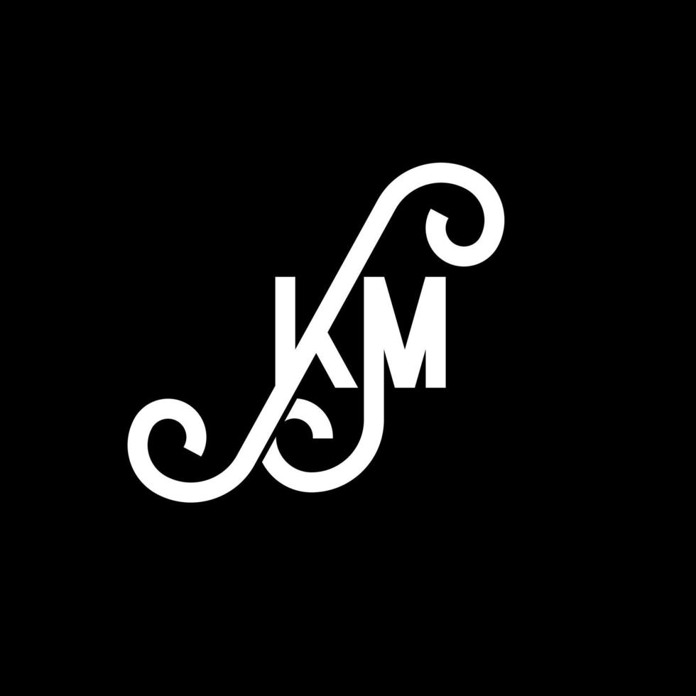 KM letter logo design on black background. KM creative initials letter logo concept. km letter design. KM white letter design on black background. K M, k m logo vector