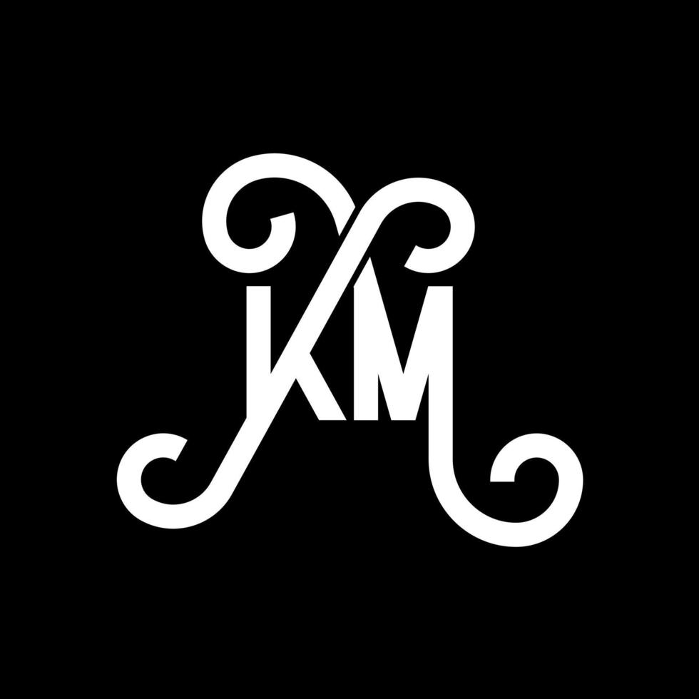 KM letter logo design on black background. KM creative initials letter logo concept. km letter design. KM white letter design on black background. K M, k m logo vector
