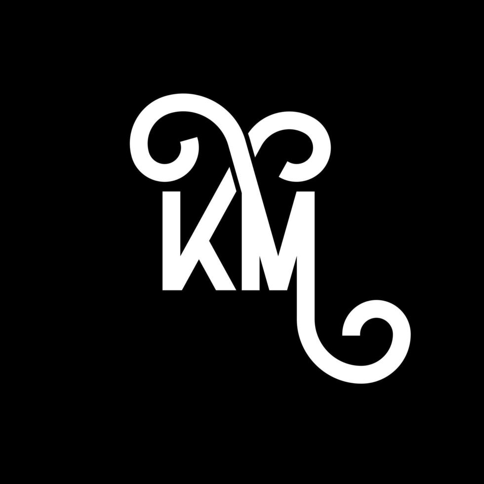 diseño de logotipo de letra km sobre fondo negro. concepto de logotipo de letra de iniciales creativas km. diseño de letras km. km diseño de letras blancas sobre fondo negro. km, logotipo de km vector