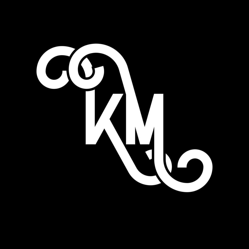 diseño de logotipo de letra km sobre fondo negro. concepto de logotipo de letra de iniciales creativas km. diseño de letras km. km diseño de letras blancas sobre fondo negro. km, logotipo de km vector