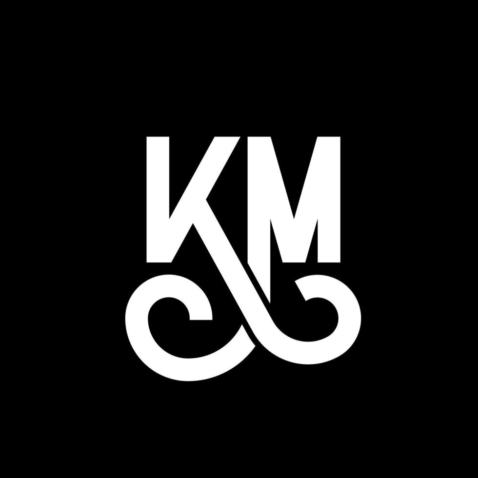 KM letter logo design on black background. KM creative initials letter logo concept. km letter design. KM white letter design on black background. K M, k m logo vector