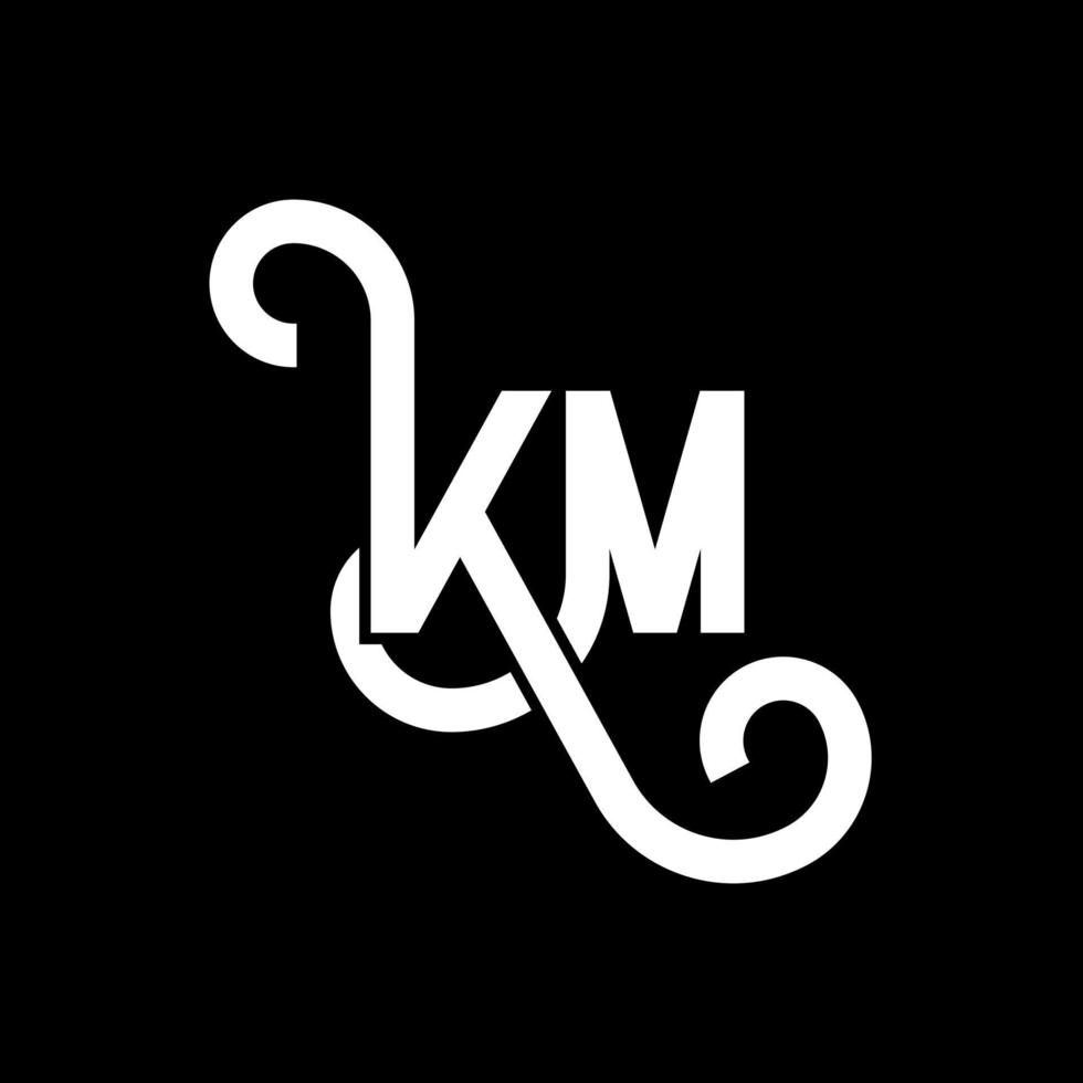 diseño de logotipo de letra km sobre fondo negro. concepto de logotipo de letra de iniciales creativas km. diseño de letras km. km diseño de letras blancas sobre fondo negro. km, logotipo de km vector